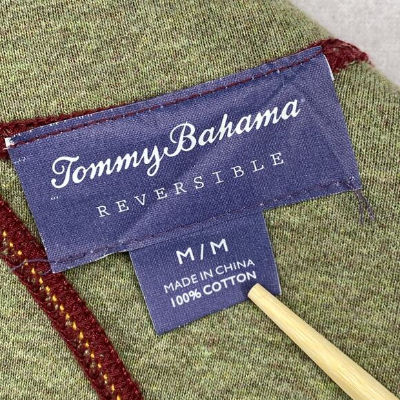 TOMMY BAHAMA Sweater M Mens Flip Side Pro Abaco Reversible 1/4 Zip Pullover Red - Picture 5 of 16